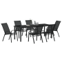 Juego de Comedor de Jardín de 7 Piezas Negra con Textileno y
