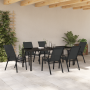 Juego de Comedor de Jardín de 7 Piezas Negra con Textileno y