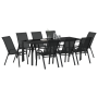 Juego de Comedor de Jardín de 9 Piezas Negro Textileno y Acero