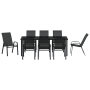 Juego de Comedor de Jardín de 9 Piezas Negro Textileno y Acero