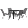 Juego de Comedor de Jardín de 5 Piezas - Textileno Gris y Acero | Foro24.es | Tu tienda online para hogar, jardín y más Foro24.es