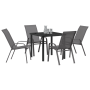 Juego de Comedor de Jardín de 5 Piezas - Textileno Gris y Acero | Foro24.es | Tu tienda online para hogar, jardín y más Foro24.es