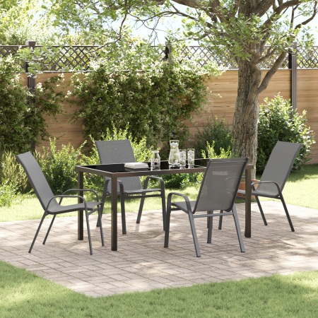Conjunto de Comedor de Jardín de 5 Piezas Gris Textilene y Acero de , Sillas de jardín - Ref: Foro24-3379124, Precio: 253,14 ...