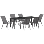 Juego de Comedor de Jardín de 7 Piezas Gris Textileno y Acero