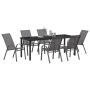 Juego de Comedor de Jardín de 7 Piezas Gris Textileno y Acero