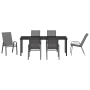 Juego de Comedor de Jardín de 7 Piezas Gris Textileno y Acero