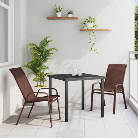 Set de Comedor de Jardín de 3 Piezas Marrón Textilene y Acero de , Sillas de jardín - Ref: Foro24-3379128, Precio: 177,94 €, ...