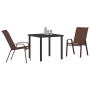 Set de Comedor de Jardín de 3 Piezas Marrón Textilene y Acero de , Sillas de jardín - Ref: Foro24-3379128, Precio: 177,94 €, ...