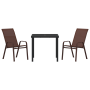 Set de Comedor de Jardín de 3 Piezas Marrón Textilene y Acero de , Sillas de jardín - Ref: Foro24-3379128, Precio: 177,94 €, ...