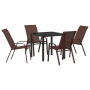 Set de Comedor de Jardín de 5 Piezas Marrón Textilene y Acero de , Sillas de jardín - Ref: Foro24-3379129, Precio: 196,71 €, ...