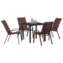 Set de Comedor de Jardín de 5 Piezas Marrón Textilene y Acero de , Sillas de jardín - Ref: Foro24-3379129, Precio: 196,71 €, ...