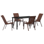 Set de Comedor de Jardín de 5 Piezas Marrón Textilene y Acero | Foro24.es | Tu tienda online para hogar, jardín y más Foro24.es