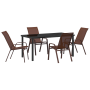 Conjunto de Comedor de Jardín de 5 Piezas  Marrón Textilene y Acero | Foro24.es | Tu tienda online para hogar, jardín y más Foro24.es