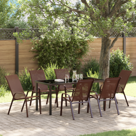 Conjunto de Comedor de Jardín de 7 Piezas Marrón Textileno y Acero de , Sillas de jardín - Ref: Foro24-3379132, Precio: 299,9...