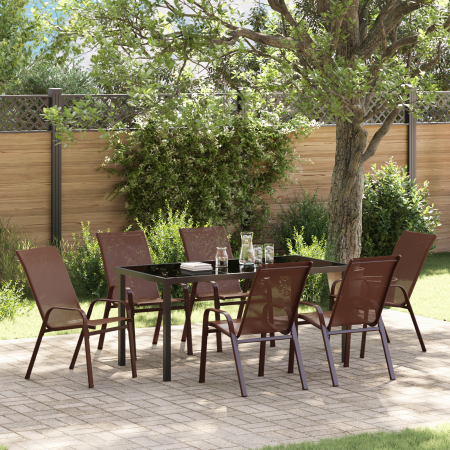 Conjunto de Comedor de Jardín de 7 Piezas Marrón Textileno y Acero de , Sillas de jardín - Ref: Foro24-3379132, Precio: 299,9...