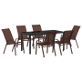 Conjunto de Comedor de Jardín de 7 Piezas Marrón Textileno y Acero de , Sillas de jardín - Ref: Foro24-3379132, Precio: 299,9...