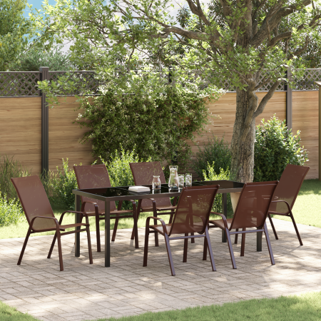 Juego de comedor de jardín de 7 piezas de Textilene marrón y acero de , Sillas de jardín - Ref: Foro24-3379133, Precio: 329,5...