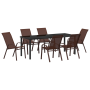 Juego de comedor de jardín de 7 piezas de Textilene marrón y acero de , Sillas de jardín - Ref: Foro24-3379133, Precio: 329,5...