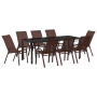 Conjunto de Comedor de Jardín de 9 Piezas Marrón Textilene y Acero de , Sillas de jardín - Ref: Foro24-3379134, Precio: 484,3...