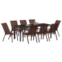 Conjunto de Comedor de Jardín de 9 Piezas Marrón Textilene y Acero de , Sillas de jardín - Ref: Foro24-3379134, Precio: 484,3...