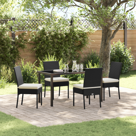 Conjunto de Jardín de 5 Piezas Negro Poliratán de , Sillas de jardín - Ref: Foro24-3379221, Precio: 325,71 €, Descuento: %