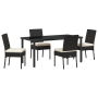 Set de Comedor de Jardín de 5 Piezas Negro Poli Ratan de , Sillas de jardín - Ref: Foro24-3379222, Precio: 332,44 €, Descuent...