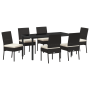 Set de Comedor de Jardín 7 Piezas Poliratán Negro de , Sillas de jardín - Ref: Foro24-3379223, Precio: 473,84 €, Descuento: %