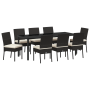 Set de Comedor de Jardín de 9 Piezas Poliratán Negro de , Sillas de jardín - Ref: Foro24-3379225, Precio: 616,65 €, Descuento: %