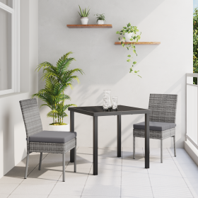 Conjunto de Comedor de Jardín de 3 Piezas Gris Poliratán