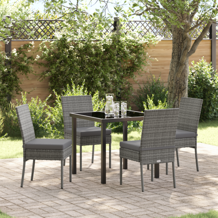 Juego de Comedor de Jardín de 5 Piezas Gris Poliratán de , Sillas de jardín - Ref: Foro24-3379227, Precio: 404,21 €, Descuent...