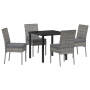 Juego de Comedor de Jardín de 5 Piezas Gris Poliratán de , Sillas de jardín - Ref: Foro24-3379227, Precio: 404,21 €, Descuent...