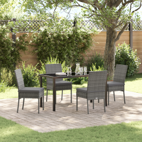 Set de Comedor de Jardín 5 Piezas Gris Poliratán de , Sillas de jardín - Ref: Foro24-3379228, Precio: 433,36 €