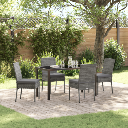 Set de Comedor de Jardín 5 Piezas Gris Poliratán de , Sillas de jardín - Ref: Foro24-3379228, Precio: 433,36 €, Descuento: %