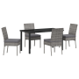 Set de Comedor de Jardín 5 Piezas Gris Poliratán de , Sillas de jardín - Ref: Foro24-3379228, Precio: 433,36 €, Descuento: %