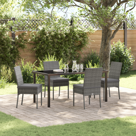 Conjunto de Comedor de Jardín 5 Piezas Gris Poliratán de , Sillas de jardín - Ref: Foro24-3379229, Precio: 440,09 €, Descuent...