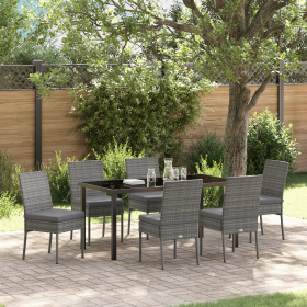 Conjunto de Comedor Jardín de 7 Piezas Gris Poliratán de , Sillas de jardín - Ref: Foro24-3379230, Precio: 571,02 €, Descuent...