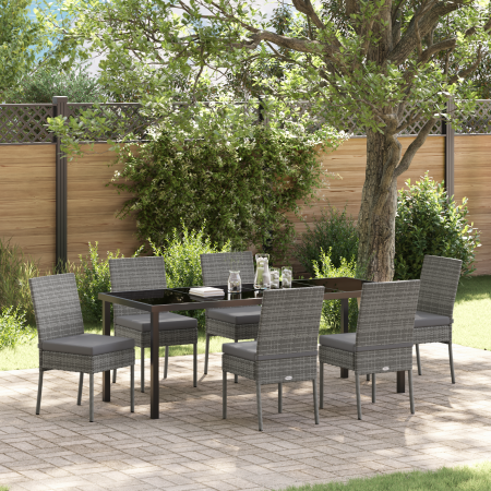 Set de Comedor de Jardín de 7 Piezas Gris Poliratán de , Sillas de jardín - Ref: Foro24-3379231, Precio: 644,00 €, Descuento: %