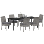 Set de Comedor de Jardín de 7 Piezas Gris Poliratán de , Sillas de jardín - Ref: Foro24-3379231, Precio: 644,00 €, Descuento: %