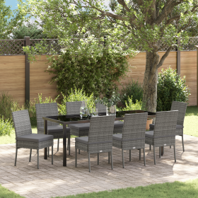 Conjunto de Comedor de Jardín 9 Piezas Gris Poliratán de , Sillas de jardín - Ref: Foro24-3379232, Precio: 845,33 €, Descuent...