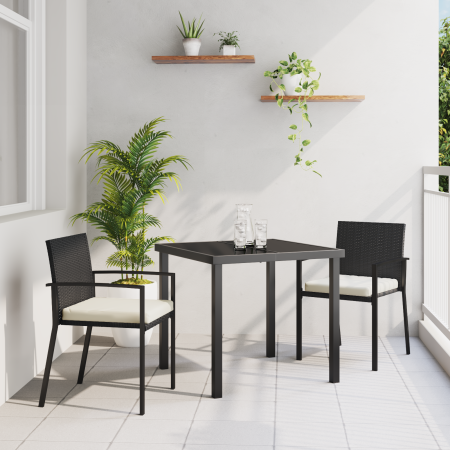 Juego de comedor de jardín de 3 piezas negro ratán sintético | Foro24.es | Tu tienda online para hogar, jardín y más Foro24.es