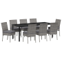 Conjunto de Comedor de Jardín 9 Piezas Gris Poliratán de , Sillas de jardín - Ref: Foro24-3379232, Precio: 845,33 €, Descuent...