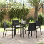 Conjunto de Comedor de Jardín 5 Piezas Ratán Poliéster Negro de , Sillas de jardín - Ref: Foro24-3379248, Precio: 267,76 €, D...