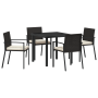 Conjunto de Comedor de Jardín 5 Piezas Ratán Poliéster Negro de , Sillas de jardín - Ref: Foro24-3379248, Precio: 267,76 €, D...