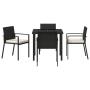 Conjunto de Comedor de Jardín 5 Piezas Ratán Poliéster Negro de , Sillas de jardín - Ref: Foro24-3379248, Precio: 267,76 €, D...