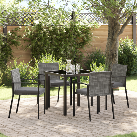Juego de Comedor de Jardín de 5 Piezas Gris Poliratán de , Sillas de jardín - Ref: Foro24-3379255, Precio: 268,87 €, Descuent...