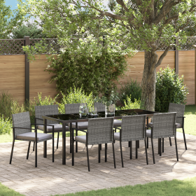 Juego de Comedor de Jardín 9 Piezas Gris Ratán de Polietileno de , Sillas de jardín - Ref: Foro24-3379260, Precio: 503,14 €, ...