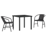 Juego de Comedor de Jardín de 3 Piezas Ratán de Plástico Negro de , Sillas de jardín - Ref: Foro24-3379380, Precio: 211,87 €,...