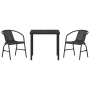 Juego de Comedor de Jardín de 3 Piezas Ratán de Plástico Negro de , Sillas de jardín - Ref: Foro24-3379380, Precio: 211,87 €,...