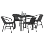 Juego de Comedor de Jardín de 5 Piezas Negro Polietileno de