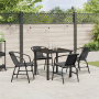 Juego de Comedor de Jardín de 5 Piezas Negro Polietileno de